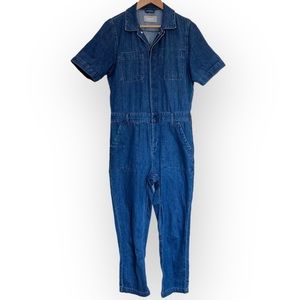 Everlane The Supersoft Jean Coverall medium wash utility denim overalls size 8